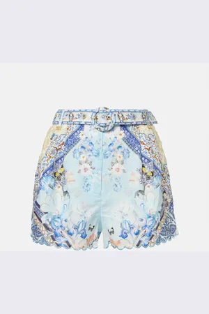 Camilla Short en lin à fleurs
