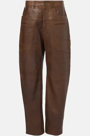 Isabel Marant Pantalon barrel Breydi à taille haute en cuir