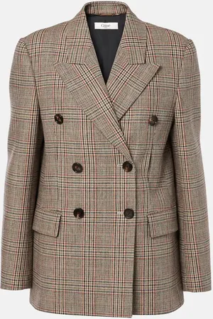 Chloé Chloé Blazer en laine mélangée à carreaux