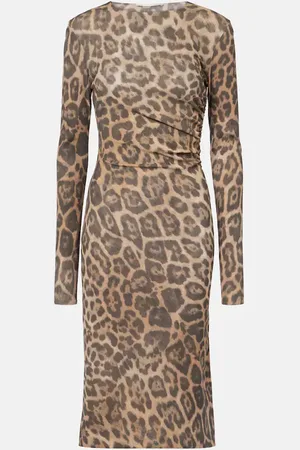 Stella McCartney Robe midi à motif léopard