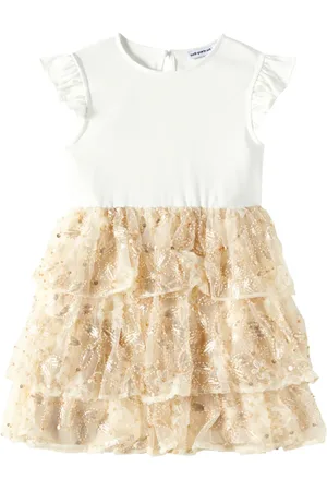 Self-Portrait Robe en jersey et tulle à sequins