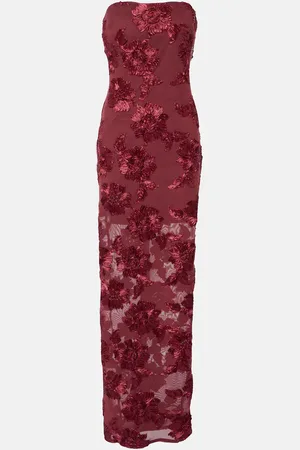 ROTATE Robe longue brodée à fleurs