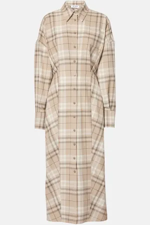 The Attico Robe chemise en coton mélangé à carreaux