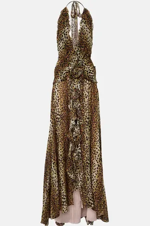 BLUMARINE Robe longue Georg à motif léopard