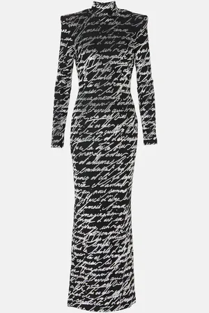 Balmain Robe longue Love Letter en jacquard