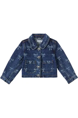 Self-Portrait Veste Bow en jean imprimé