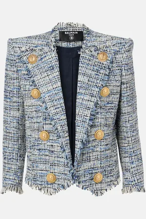 Balmain Veste Side To Side en tweed et jean