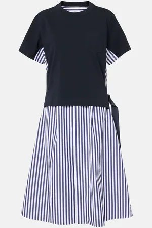 SACAI Robe chemise rayée en coton