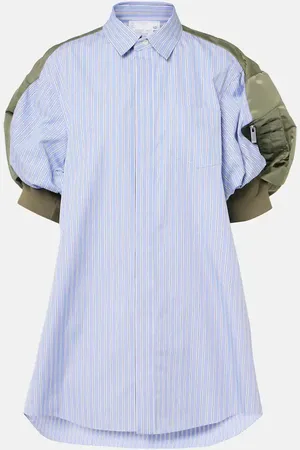SACAI Robe chemise rayée en coton
