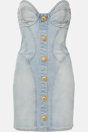 Balmain Robe bustier en jean