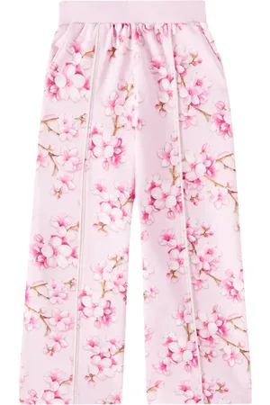 MONNALISA Pantalon ample en coton mélangé à fleurs