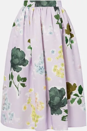 Erdem Jupe midi en coton mélangé à fleurs