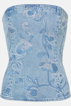 ROTATE Top Rhinestone en jean