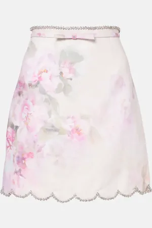 ZIMMERMANN Mini-jupe Crush en lin à fleurs