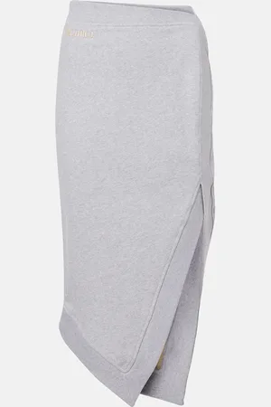 The Attico Jupe midi asymétrique en coton à logo