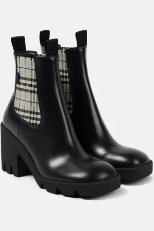 Burberry Bottines Chelsea Check en cuir