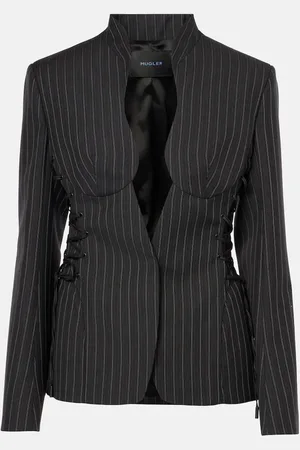 MUGLER Blazer rayé en laine mélangée
