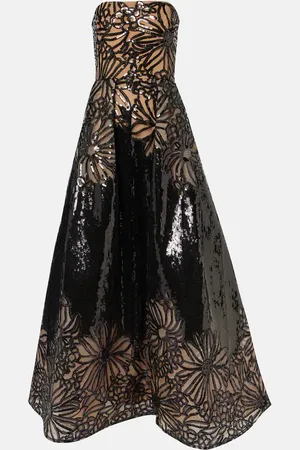 Elie saab Robe longue à fleurs et sequins