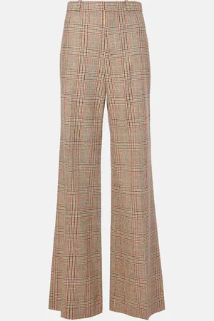 Chloé Chloé Pantalon ample en laine mélangée à carreaux