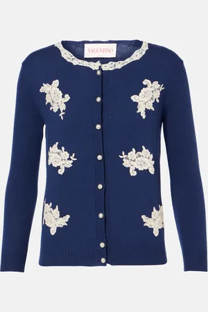 VALENTINO Cardigan en laine vierge à dentelle