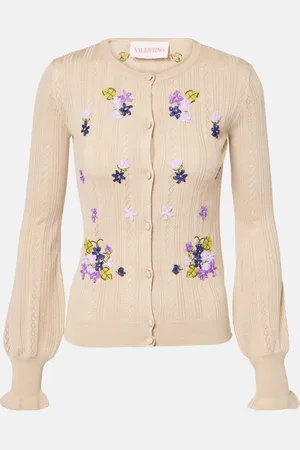 VALENTINO Cardigan brodé en laine vierge