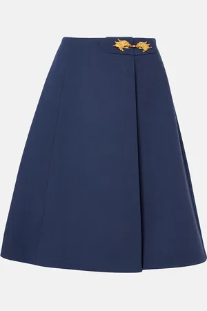 VALENTINO Jupe midi en crêpe de laine vierge