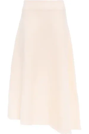 Jil Sander Jupe midi à taille haute en laine vierge