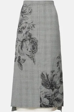 Erdem Jupe midi à fleurs et à carreaux