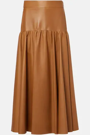 Saint Laurent Jupe midi en cuir