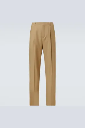 Saint Laurent Pantalon tapered en laine à taille haute