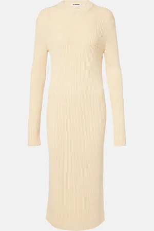 Jil Sander Robe midi en laine et coton