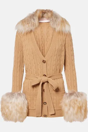VALENTINO Cardigan en cachemire et shearling