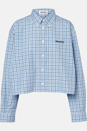 Miu Miu Chemise raccourcie en coton à carreaux