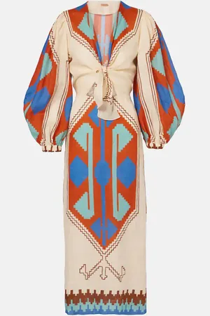 JOHANNA ORTIZ Robe midi imprimée en lin