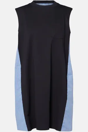 SACAI Robe rayée en coton et jersey