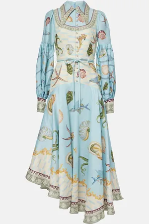 ALÉMAIS Alémais Robe chemise Bath House imprimée en lin mélangé
