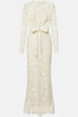 Elie saab Robe midi brodée en tulle à fleurs
