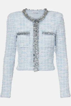 Self-Portrait Cardigan à carreaux et sequins