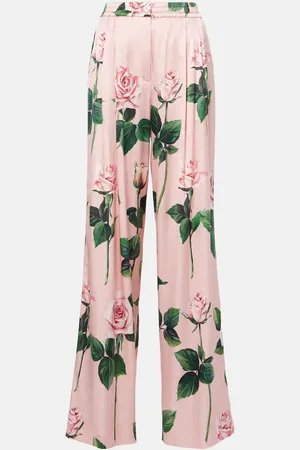 Dolce & Gabbana Pantalon ample en soie mélangée a fleurs