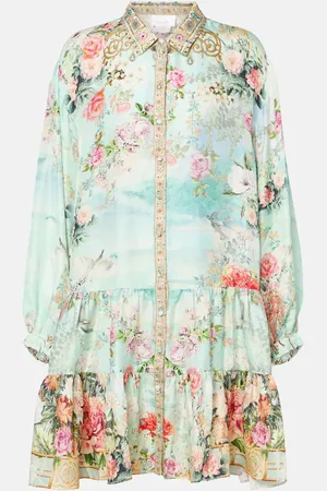 Camilla Robe chemise en soie à fleurs