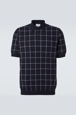 Allude Polo en coton et cachemire à carreaux