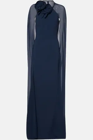 Elie saab Robe longue en soie mélangée à fleurs