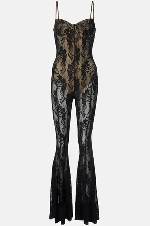 Norma Kamali Combi-pantalon évasée en dentelle