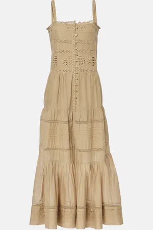 Marant Etoile Robe longue Divine en coton et dentelle