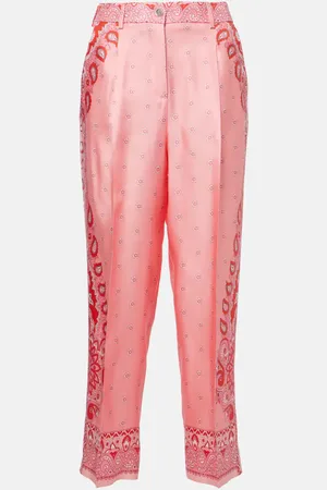 Etro Pantalon droit en soie à motif cachemire