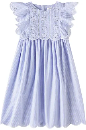 Chloé Chloé Kids Robe rayée et brodée en coton