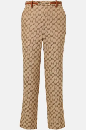 Gucci Pantalon droit raccourci Horsebit en toile GG