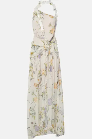 BLUMARINE Robe longue en soie à fleurs