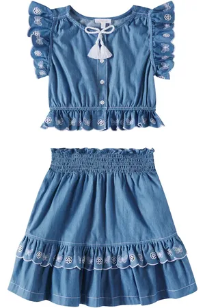 PATACHOU Set top et jupe brodés en jean
