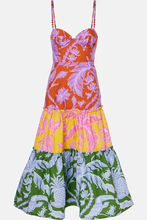 Farm Rio Robe midi Tropical Swing Mix en coton